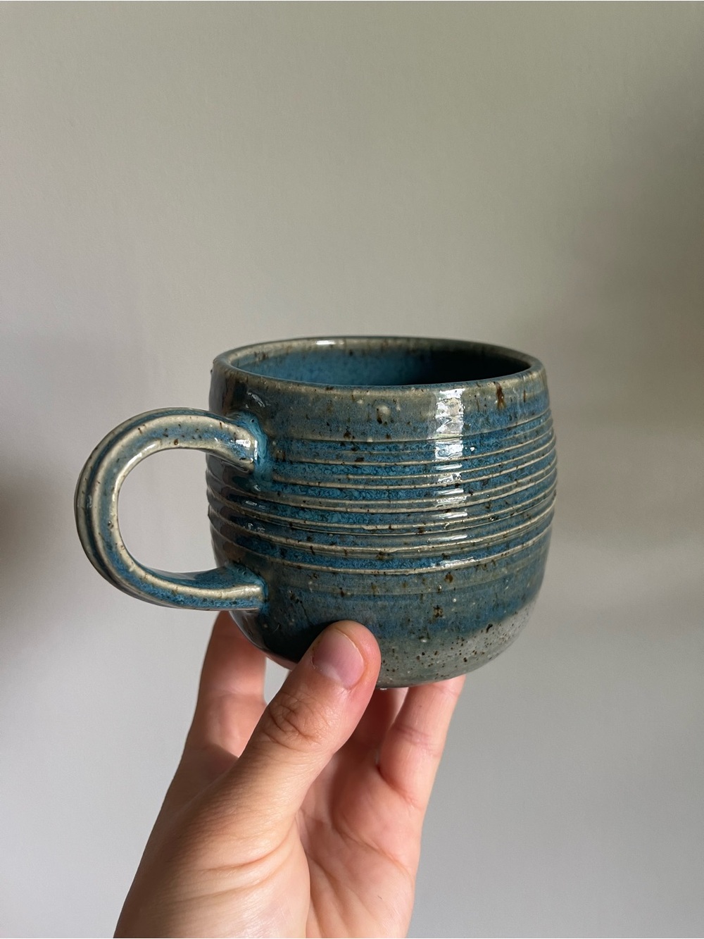 Handcrafted Blue Ceramic Coffee Mug - Rustic Stoneware